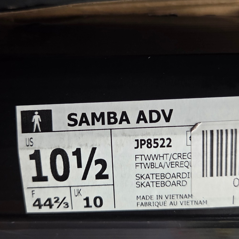 Adidas Samba ADV Sneakers Mens 10.5 White Green Gum JP8522 Skateboarding Retro - Picture 7 of 8